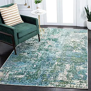 SAFAVIEH Madison Collection 5'3" x 7'6" GreenTurquoise MAD471Y Modern Abstract Non-Shedding Living Room Bedroom Area Rug