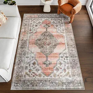 nuLOOM Sia Peach Medallion Washable Runner Rug, 2' x 6'