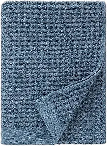 ONSEN Supima Waffle Bath Towel, Large, Quick Dry Lint Free 100% USA Cotton, Lightweight Absorbent Bath Towel, 31x57 in (Denim Blue, 1x Bath Towel)