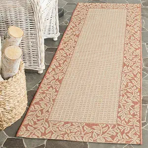 SAFAVIEH Washable Rug Outdoor Courtyard Collection - 2'3" x 6'7" Runner, Natural & Terracotta, Non-Shedding & Easy Cleaning, Ideal for Patio, Entryway, Mudroom, Hallway, Kitchen (CY0727-3201)