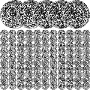 Reallnaive 300 Pcs Stainless Steel Wool Scrubber Bulk Steel Wool Sponges Pack Metal Dishwashing Wire Scouring Pads Heavy Duty Clean Dish Pot Pan and Oven for Cleaning Kitchen Bathrooms and More