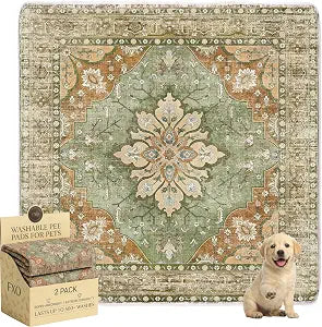 Washable Pee Pads for Dogs,Great Urine Absorbent Reusable Puppy Training Pads,Waterproof,Leak-Proof & Non-Slip Potty Pads for Whelping,Crate,Playpen,Bed.(Green Floral,48"x48")
