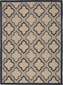 Nourison Home Aloha Navy 3'6" x 5'6" Area Rug - Easy Clean, Non Shedding, Bed Room, Living Room, Dining Room, Kitchen (4' x 6')