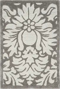 SAFAVIEH Total Performance Collection Accent Rug - 2' x 3', Stone, Hand-Hooked Damask, Non-Shedding & Easy Care, Ideal for High Traffic Areas in Entryway, Living Room, Bedroom (TLP714H)