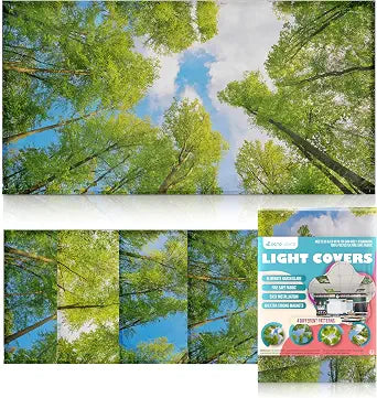 Fluorescent Light Covers for Ceiling Lights Classroom Magnetic Tree 4pk