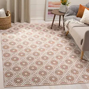 SAFAVIEH Montauk Collection Accent Rug - 3' x 5', Orange & Ivory, Handmade Cotton, Ideal for High Traffic Areas in Entryway, Living Room, Bedroom (MTK612D)
