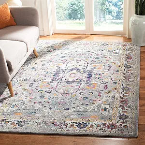 SAFAVIEH Evoke Collection Accent Rug - 3' x 5', Grey & Grey, Oriental Medallion Distressed Design, Non-Shedding & Easy Care, Ideal for High Traffic Areas in Entryway, Living Room, Bedroom (EVK275H)