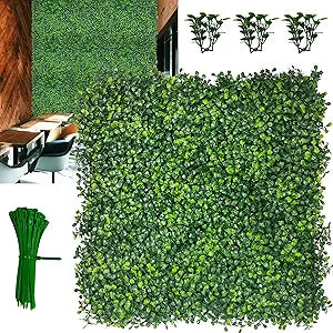 Artificial Boxwood Panels: 20"x 20"(16P) 4-Layer Leaf UV-Protected Grass Wall Backdrop Panels for Outdoor, Indoor, Garden&Fence Covering Privacy, Backyard and Decor