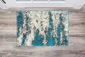 Rugshop Contemporary Abstract Shag Plush Soft Area Rug Turquoise 2' x 3'