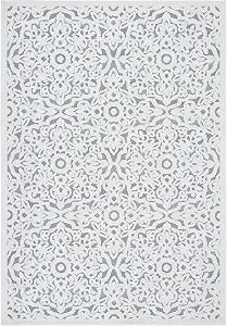 SAFAVIEH Washable Rug Outdoor Cabana Collection - 2'2" x 5', Ivory & Grey, Non-Shedding & Easy to Clean, Entryway, Front Door, Kitchen, Mudroom (CBN662A)