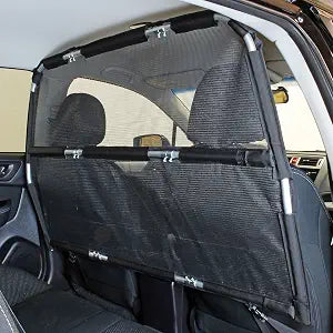 Bushwhacker Deluxe 50" Wide Dog Barrier for Cars, SUVs, Trucks, and CUVs  Pet Restraint Backseat Divider | Mesh Net Screen Shield Behind Front or Rear Seats Cargo Area  Ideal for Travel Safety