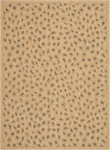 SAFAVIEH Washable Rug Outdoor Courtyard Collection - 2'7" x 5', Natural & Gold, Non-Shedding & Easy Cleaning, Ideal for Patio, Backyard, Mudroom (CY6104-39)