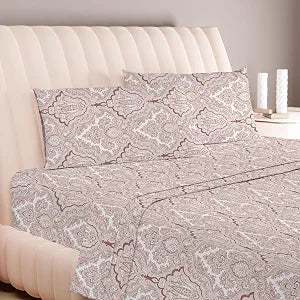 Carressa Linen 600 Series Printed Twin XL Sheets Set, Cool Sateen, Paisley