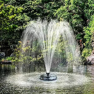 Biling Floating Pond Fountain with 660GPH Pond Pump, Color-Changing LED Lights, 27 FT Power Cord, 3 Spray Patterns  Outdoor Pond Fountain, Black