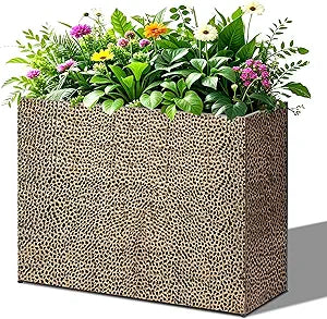 BAYN 32x12x24 Inch Rectangular Metal Planter Box  Copper Hand-Hammered Metal Planter with Pre-Drill Holes, Heavy Duty Outdoor Garden Planter for Patio, Porch, Yard