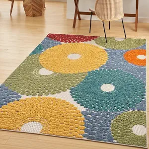 Nourison Home Aloha Multicolor 3'6" x 5'6" Area Rug - Easy Clean, Non Shedding, Bed Room, Living Room, Dining Room, Kitchen (4' x 6')