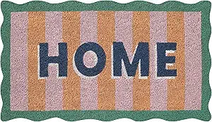 Folkulture Welcome Matt Outdoor | 16 x 28 Scalloped Home Door Mats for Front Door Mat Outside Entrance | Eco Friendly | Welcome-Mats Cute | Coir Door Mats | Outdoor Decor | Durable & Anti Slip