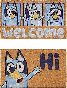 Gertmenian Bluey Coir Doormat - 2x3 Welcome Mat (2-Pack), Ideal for High Traffic Areas in Front Door, Garage, Entryway - Hi/Bluey Patch, 80072