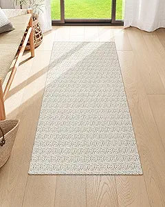 Collive Runners for Hallway, 2x5 Non Slip Kitchen Runner Rug Boho Laundry Room Rug Washable, Tan Farmhouse Entryway Rug Hand-Woven Cotton Carpet for Bedroom Bathroom