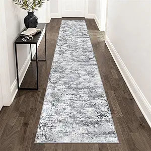 Runners for Hallways Ultra Non-Slip 2x10 Long Runner Rugs Washable Abstract Tear and Stain Resistance No Pile Lightweight Modern Rug Runners for Entryway, Kitchen, Walkway, Entrance, Gray