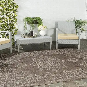 SAFAVIEH Washable Rug Outdoor Courtyard Collection - 2'7" x 5', Brown & Beige, Non-Shedding & Easy Cleaning, Ideal for Patio, Backyard, Mudroom (CY8481-36321)