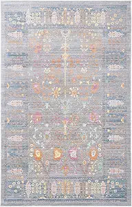 SAFAVIEH Valencia Collection Accent Rug - 2' x 3', Grey & Multi, Boho Chic Distressed Design, Non-Shedding & Easy Care, Ideal for High Traffic Areas in Entryway, Living Room, Bedroom (VAL108C)