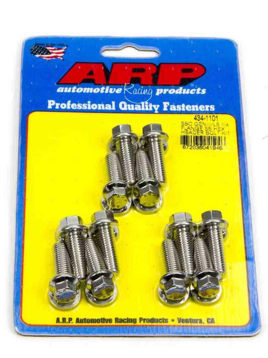 ARP INC. 434-1101 SBC/GENIII LS 1/4 FLANGE SS HEX HEADER BOLT KIT