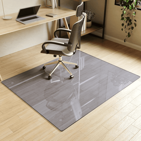 AUROMIR 46"x55" Wave Glass Chair Mat Tempered Glass Embossed Wave Pattern Chair Mat