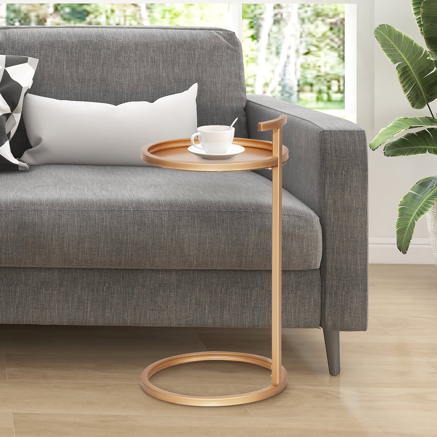 Abble Portable Metal Round C-Table & End Table 12"D x 23.5"H