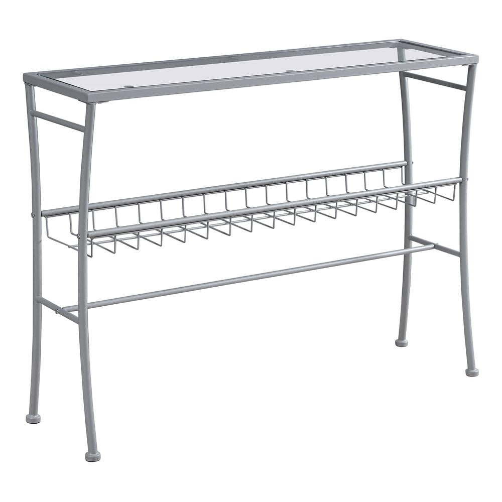 Accent Table Console Entryway Narrow Sofa Bedroom Metal Silver