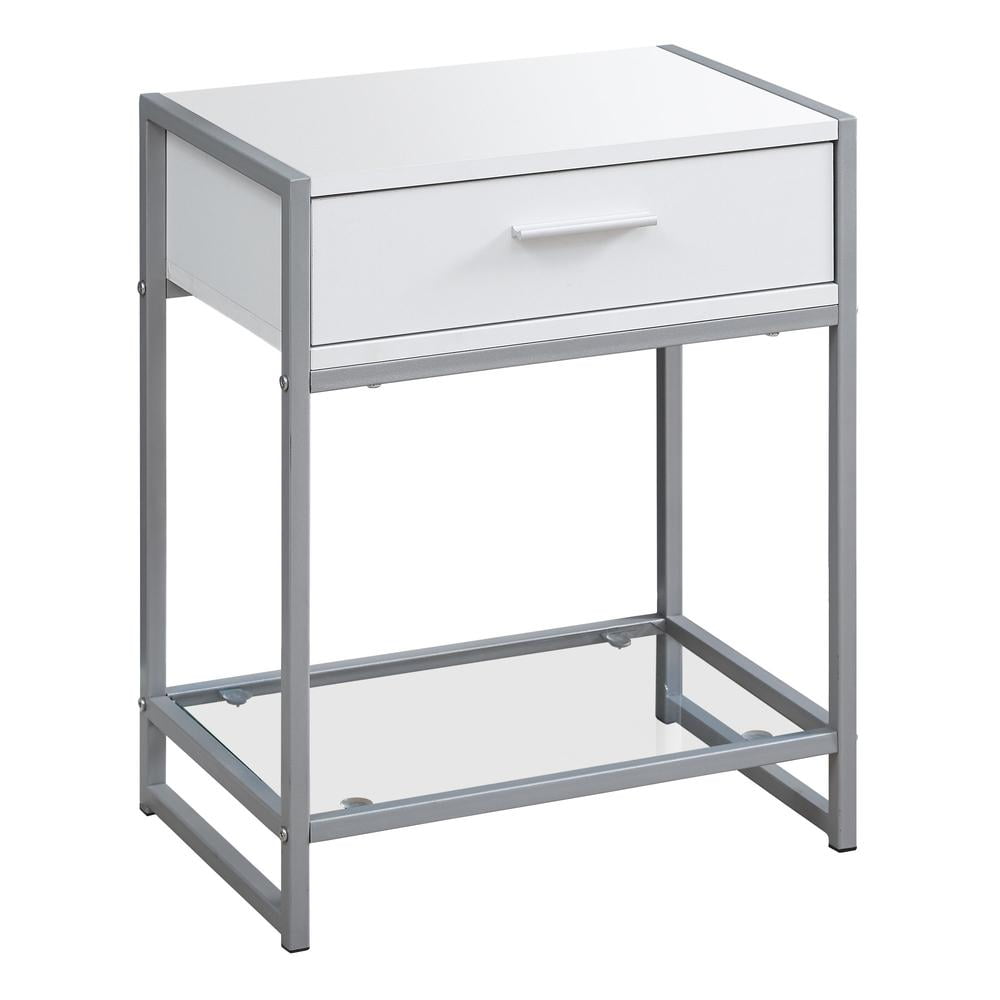 Accent Table Side End Nightstand Lamp Bedroom Metal Laminate White