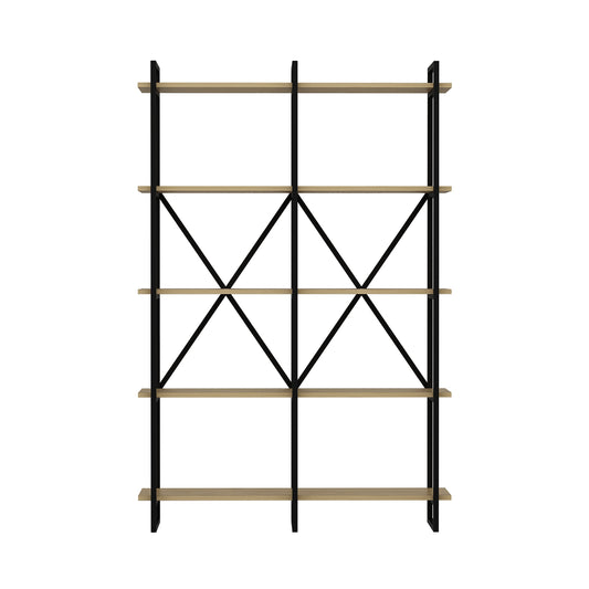 Ada Home Decor ElstonIV 4 Tier Open Shelf Modern Bookcase, Oak/Black