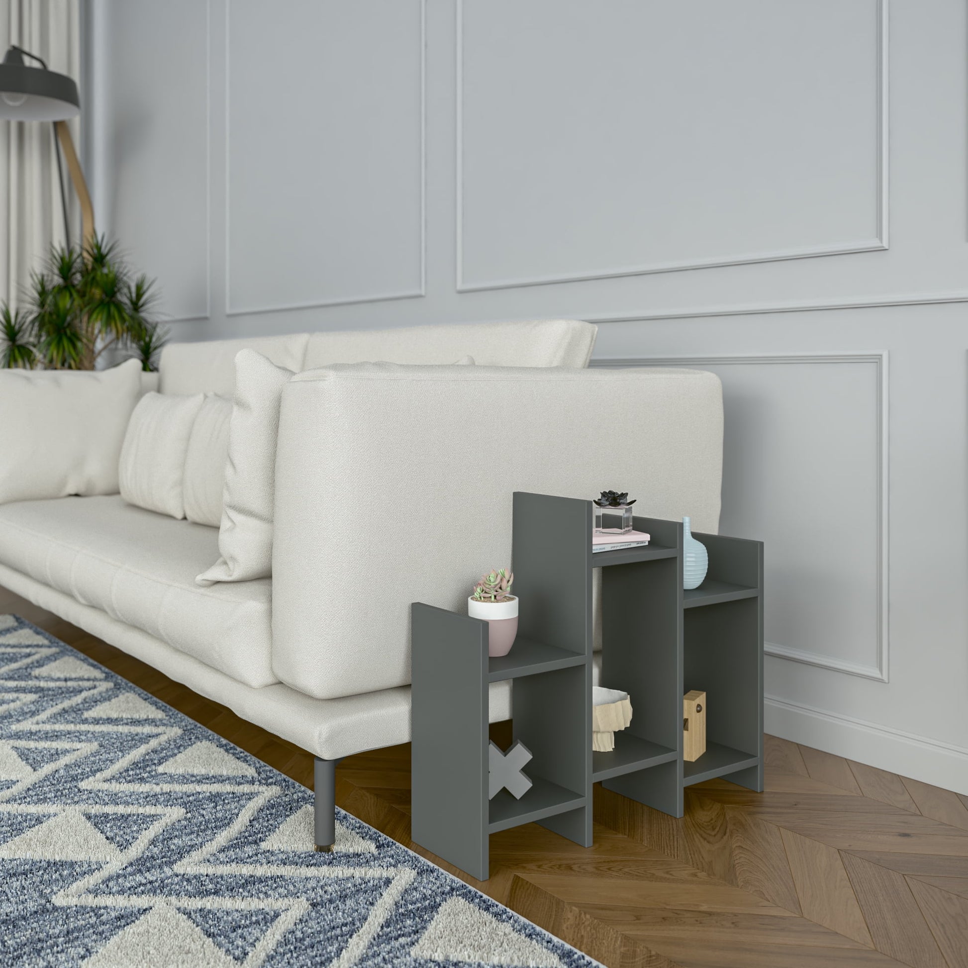 Ada Home Decor Furniture Anthracite 2 Tier Sutton Modern Side Table