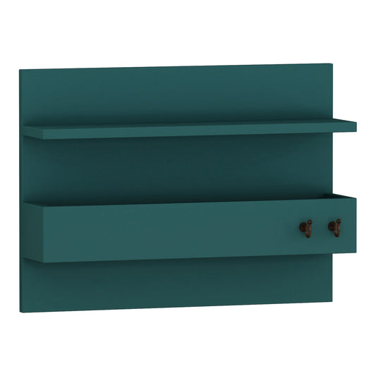 Ada Home Decor Furniture Hazel Petrol Blue Wall Coat Rack with Shelf