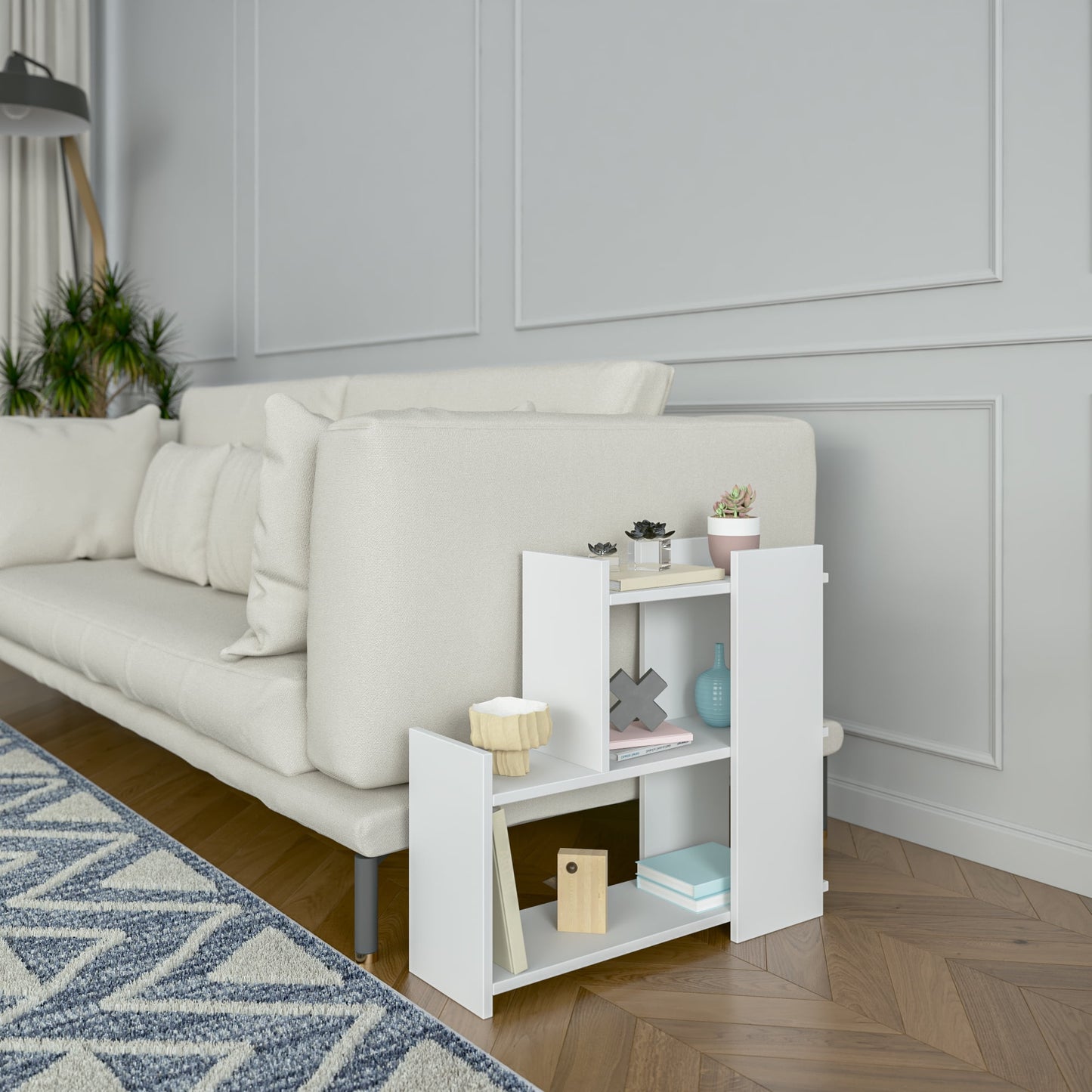 Ada Home Decor Furniture White 3 Tier Scovel Modern Side Table