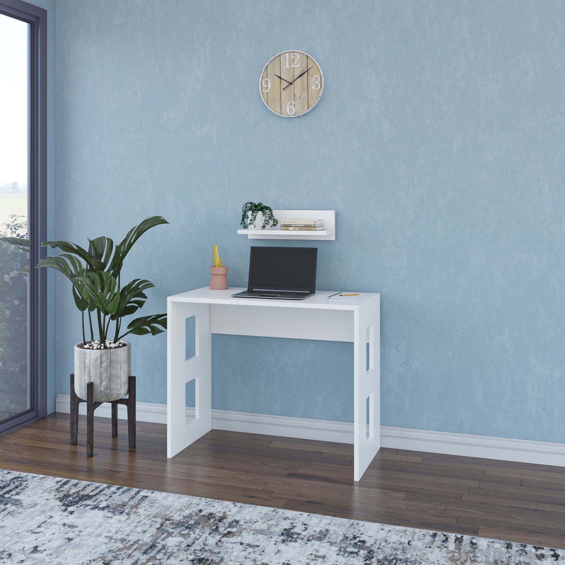 Ada Home Decor Minimalist Home Office Computer Desk Workstation, White
