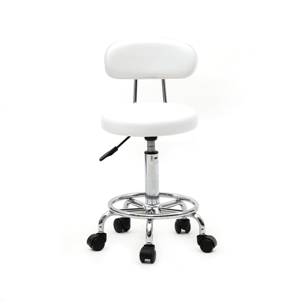 Adjustable Salon Stool with Backrest, PU Leather Sponge Iron Plating Chrome 360Â° Swivel Stool, Anti-slip Anti-rust Portable Stool for Salon Home Office