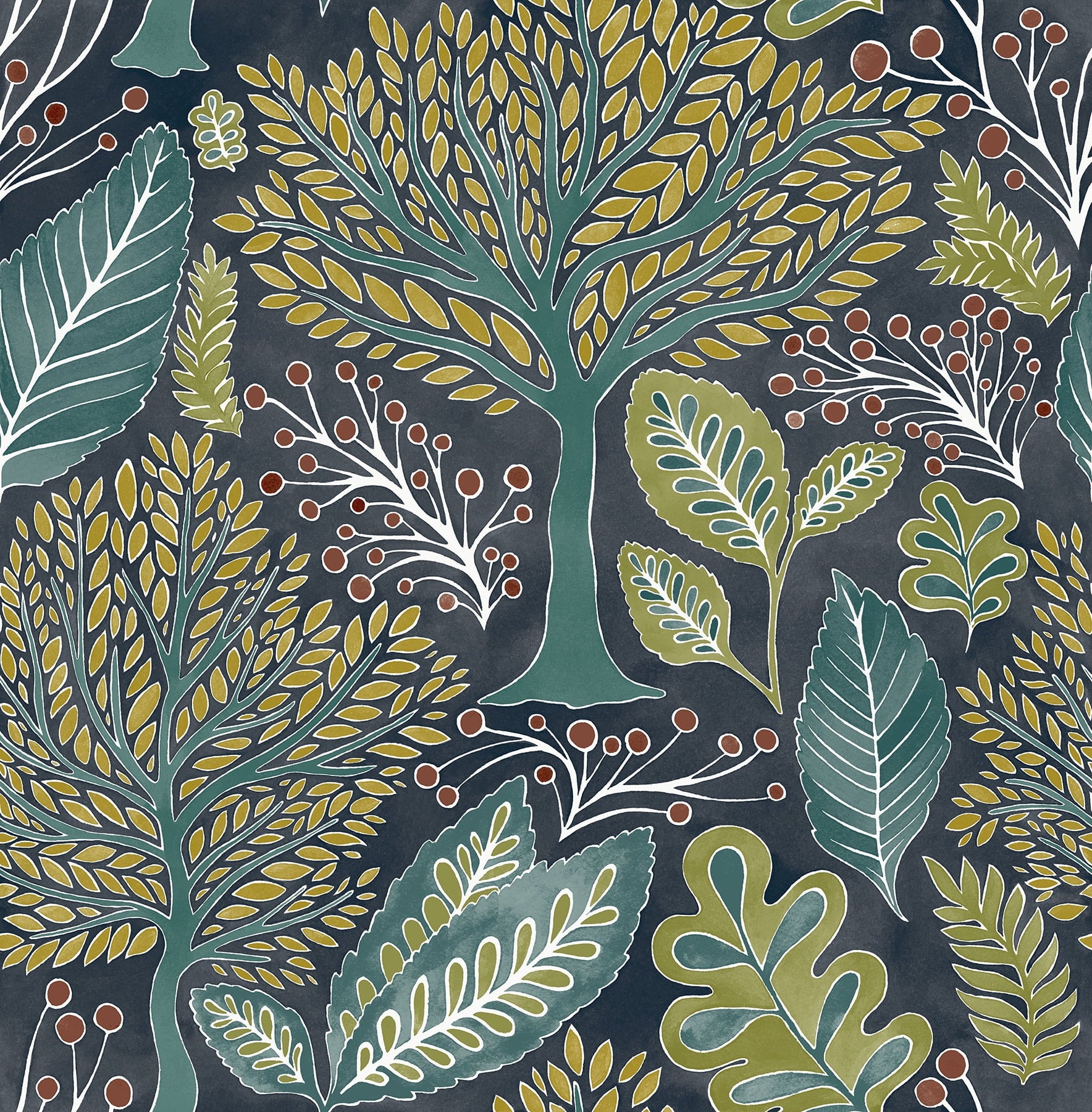 Advantage 2980-26186 Blue, Kiah forest Wallpaper 20.5-in by 33-ft