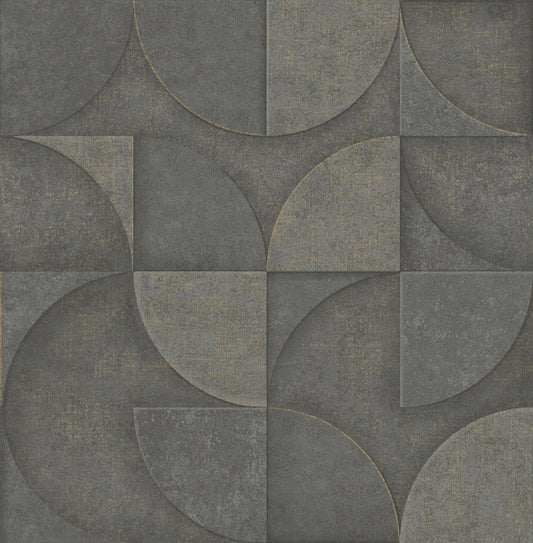 Advantage Addison Charcoal Retro Geo Wallpaper