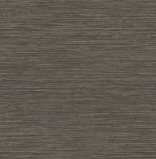 Advantage Alton Black Faux Grasscloth Wallpaper