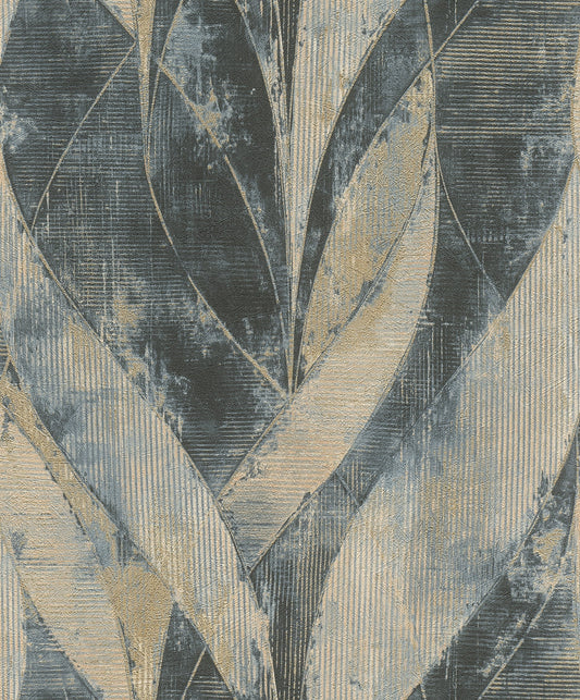 Advantage Blake Denim Leaf Wallpaper