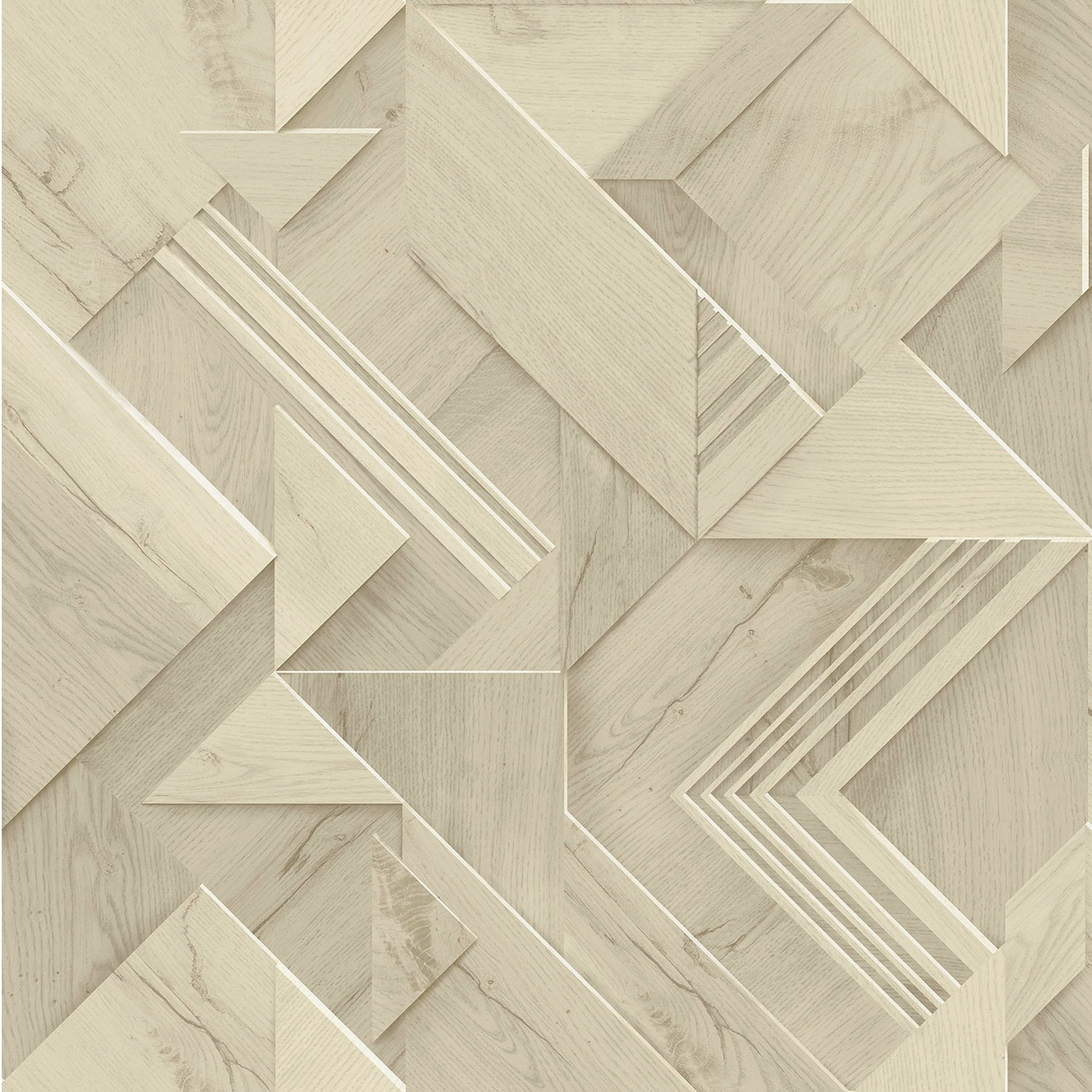 Advantage Cassian Taupe Wood Geo Wallpaper