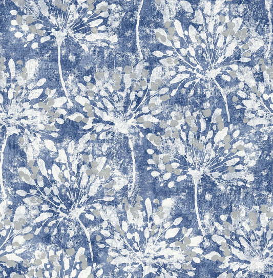 Advantage Dori Blue Painterly Floral Wallpaper