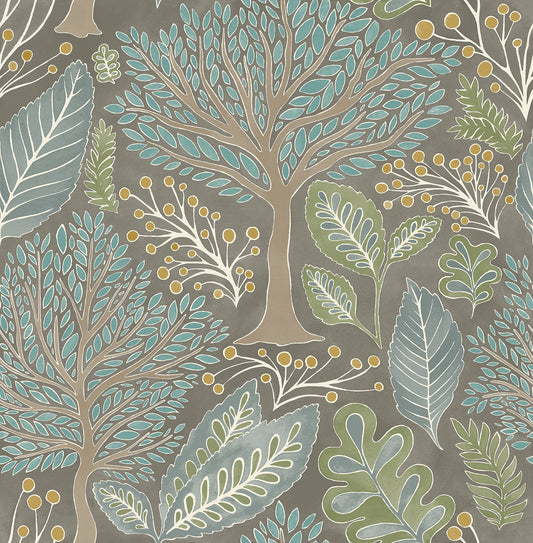 Advantage Kiah Taupe Forest Wallpaper