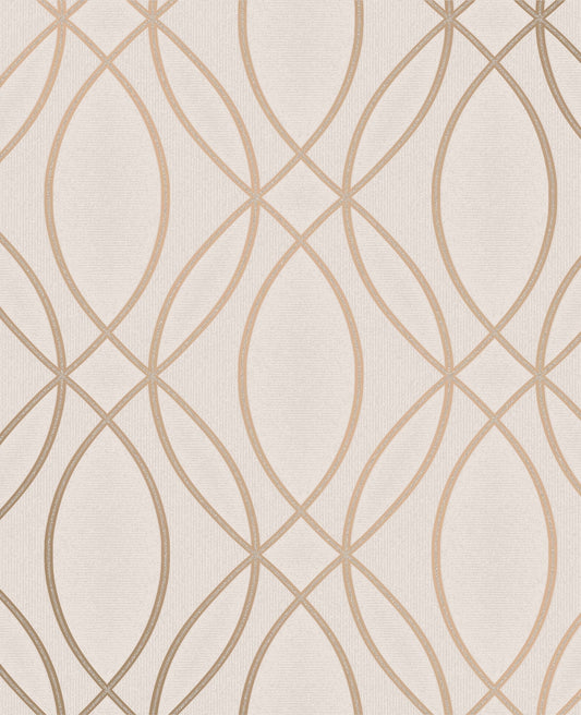 Advantage Lisandro Rose Gold Geometric Lattice Wallpaper