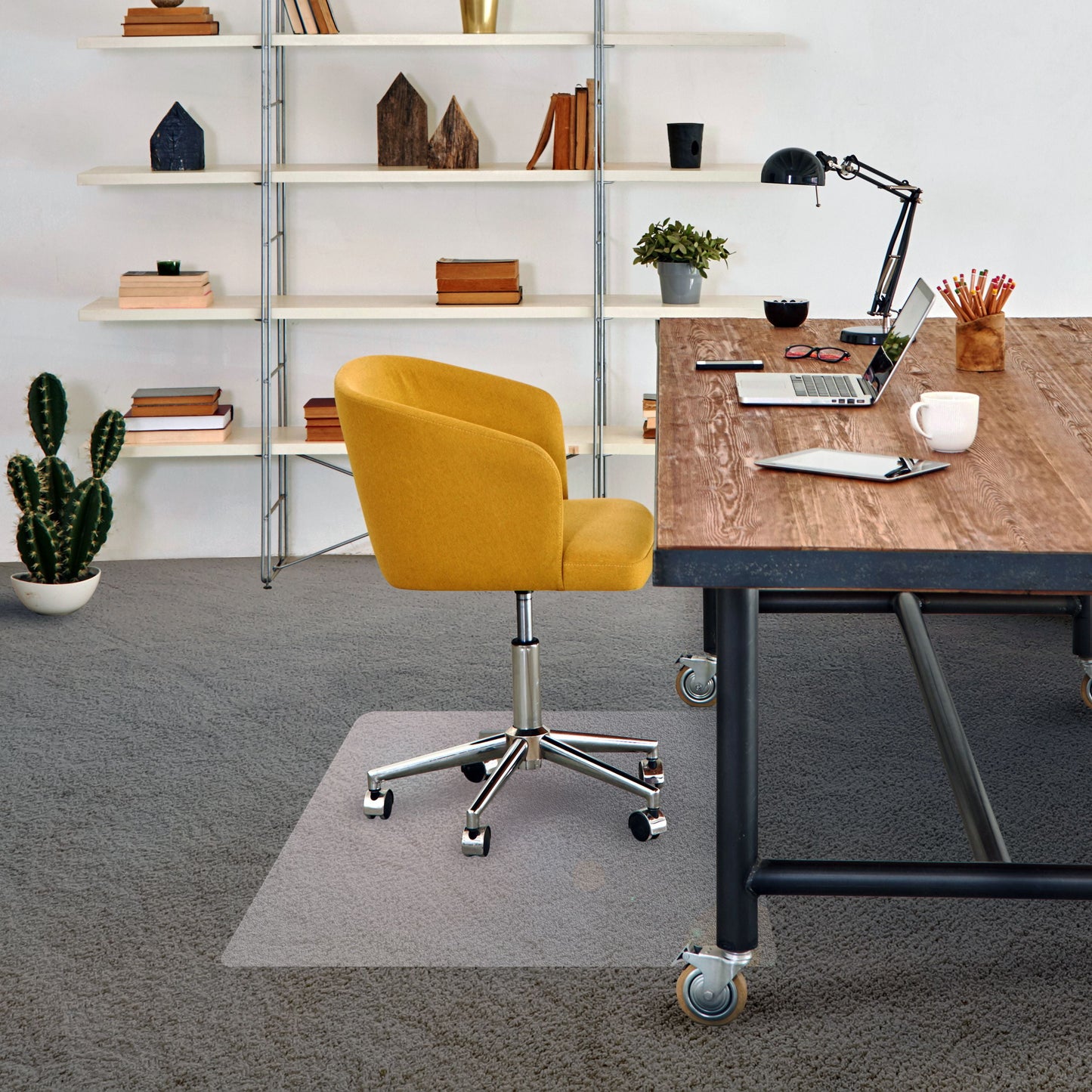 AdvantagematÂ® Phthalate Free Vinyl Rectangular Chair Mat for Carpets up to 1/4" - 45" x 53"