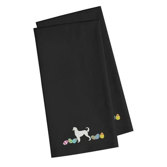 Afghan Hound Easter Black Embroidered Towel Set of 2