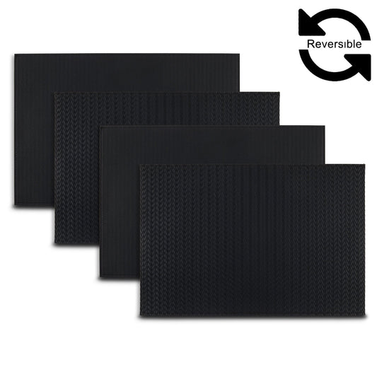 Ala Carte by Dainty Home Hudson Fishtail Textured Faux Leather Placemats â€“ Set of 4, Reversible, Non-Slip, Washable, Heat & Tear Resistant â€“ 12x18 in Dining Table Mats