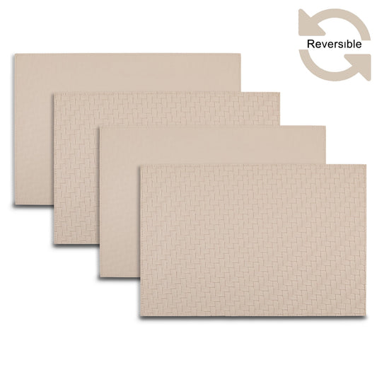 Ala Carte by Dainty Home Lausanne Braided Textured Faux Leather Placemats â€“ Set of 4, Reversible, Non-Slip, Washable, Heat & Tear Resistant â€“ 12x18 in Dining Table Mats