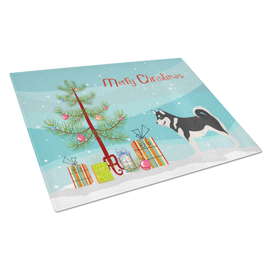 Alaskan Malamute Christmas Glass Cutting Board Large